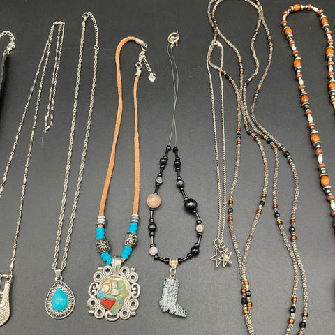 Southwestern Boho Western Style Necklace Jewelry Lot of 8 Turquoise Tone Beaded