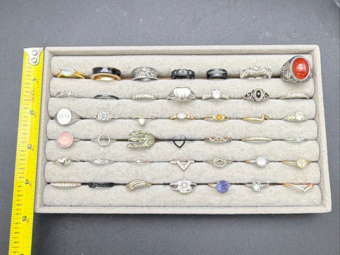 Fashion Costume Ring Lot of 42 Mixed Metal Tones Stacking Statement Bands