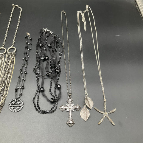 Statement Costume Jewelry Lot 10 Necklaces Starfish Cross Rhinestone Beaded