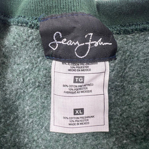 Vintage Y2K Sean Jean Men's Green Embroidered Signature Crewneck Sweatshirt XL