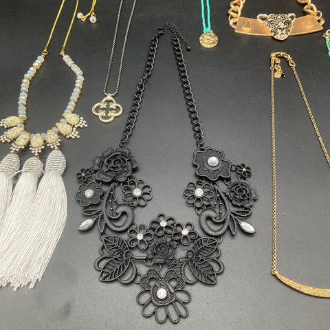 Dauplaise Statement Fashion Necklace Lot 9 Panther Tassel Floral Bib Clovers