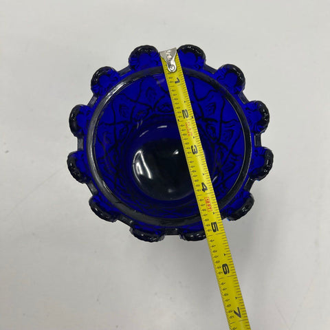 Vintage EAPG Crown Pattern Compote Cobalt Blue Pedestal Candy Dish 7.5"