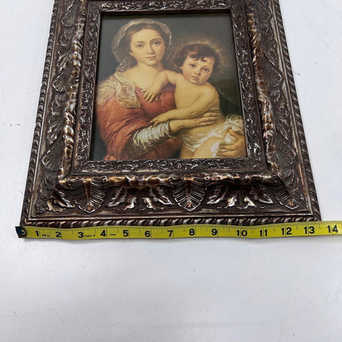 Unsigned Renaissance Style Madonna and Child Framed Print Religious Art 14x16