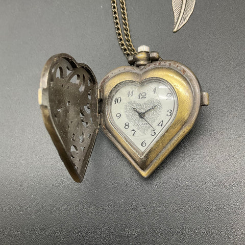 Boho Artisan Jewelry Lot 6 Necklaces Heart Locket Watch Ocarina Fish Horn