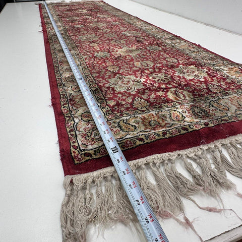 Vintage Eastern Style Runner Rug Red Floral Burgundy 90" x 30" (7.5' x 2.5')