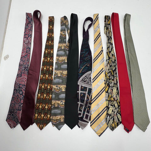 Lot of 10 Men's Neck Ties Mixed Brands The Beatles Arrow Novelty Paisley Silk