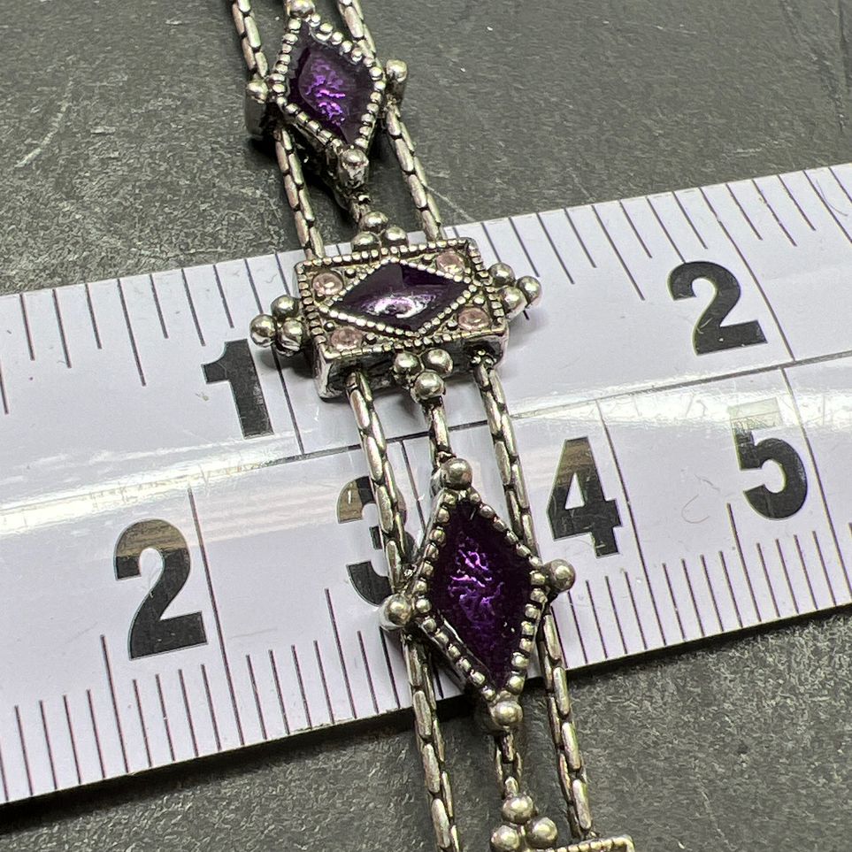 Napier Purple Enamel Silver Tone Bracelet