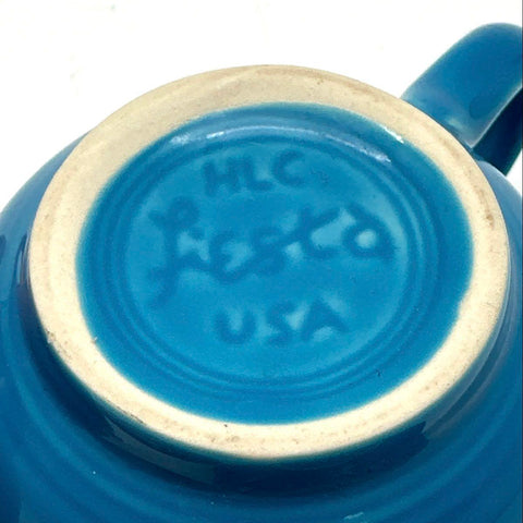 Homer Laughlin Fiesta Cup and Saucer Set 4 Piece Ceramic Scarlet and Blue Modern
