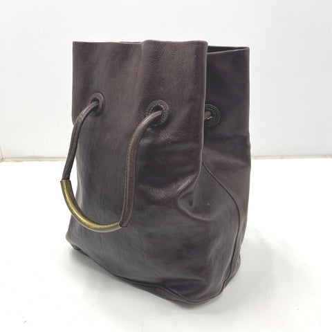 NWT Barneys New York Brown Leather Slouchy Tote Bag Brass Handle