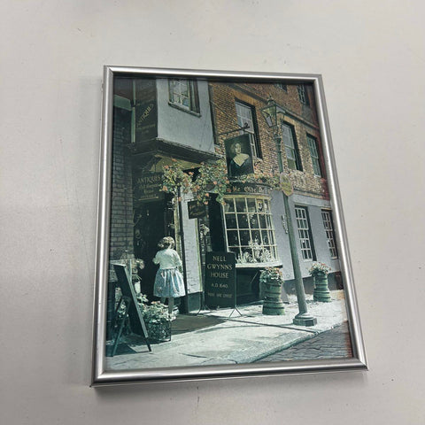 Vintage 80s Nell Gwynn's House Foil Print Framed Art England Old Town Scene