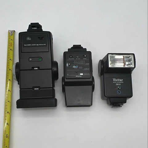 Vivitar Auto Thyristor Camera Flash Lot 285HV 550FD 2800 3 Pieces Vintage