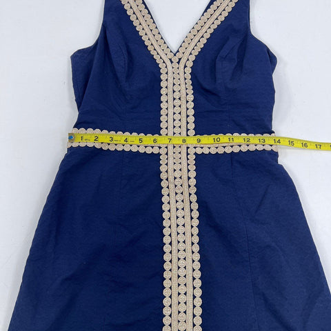 Lilly Pulitzer Women's Navy Cotton Shift & V-Neck Embroidered Dress Lot Sz S 4