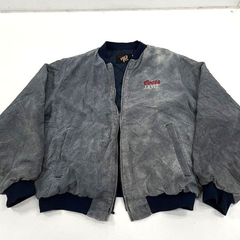 Vintage 80s Coors Light Acid Wash Bomber Jacket King Louie USA Made Sz XL