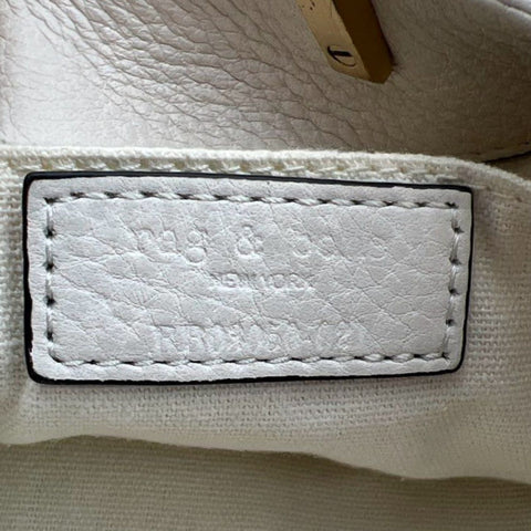 Rag & Bone White Pebbled Leather Drawstring Bucket Crossbody Bag Gold Hardware