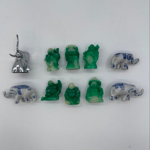 Collectible Figurine Lot Buddha Elephants Porcelain Resin 10 Pieces Vintage