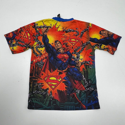 Vintage Y2K Superman All Over Print DC Comics T-Shirt Youth Sz 16/18