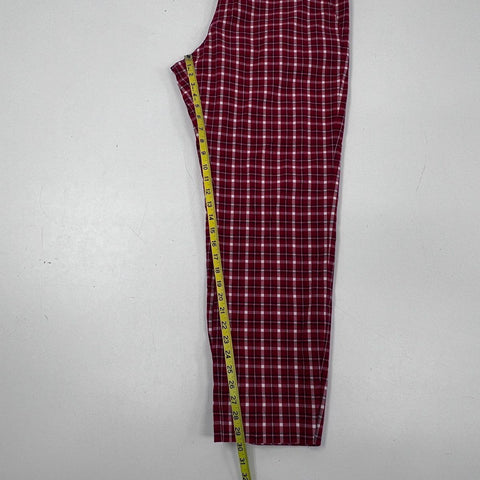 Tommy Hilfiger Men's Red White Plaid Golf Pants Flat Front Cotton Stretch 38x32