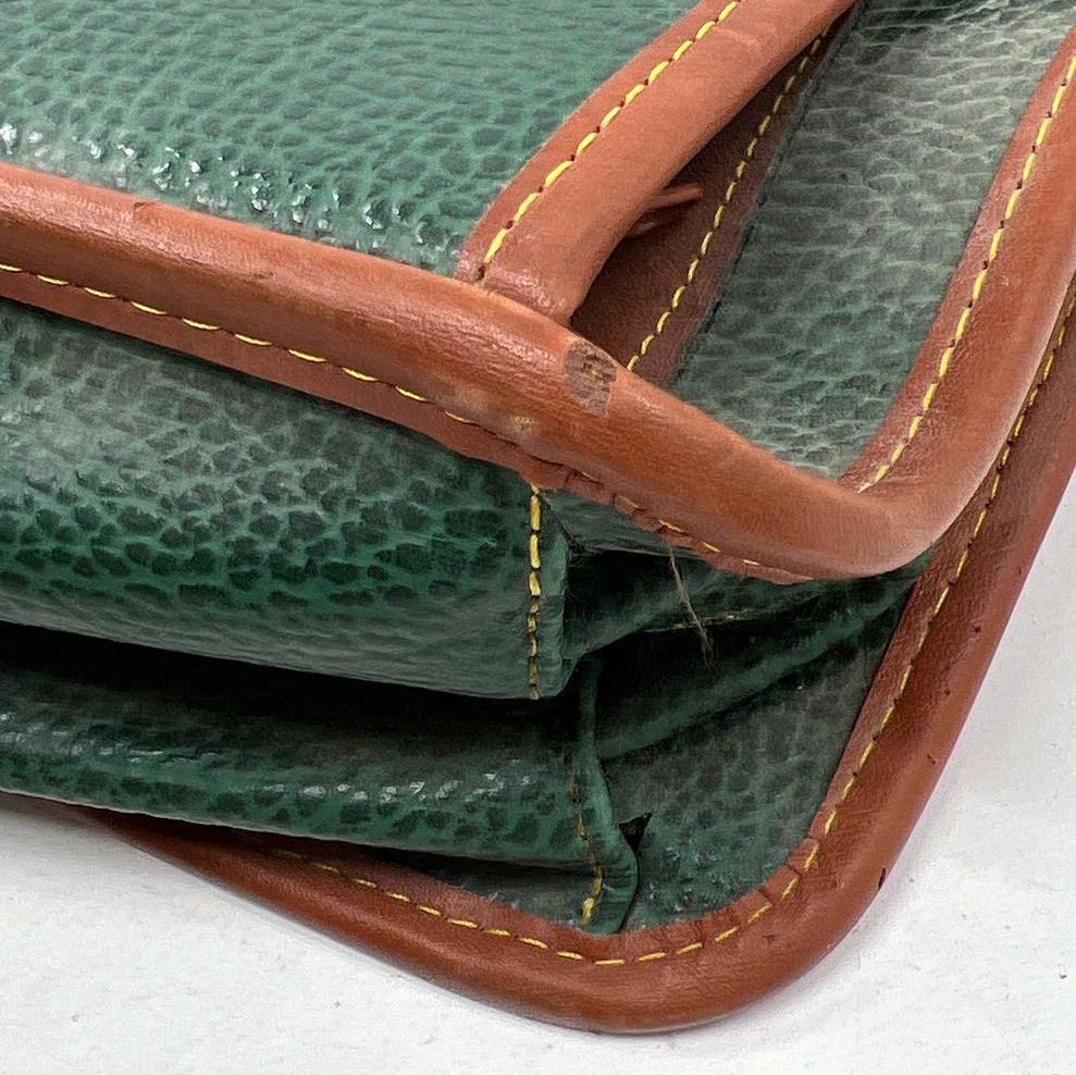 Vintage 80s Dooney & Bourke Green All Weather Leather Messenger Satchel Bag