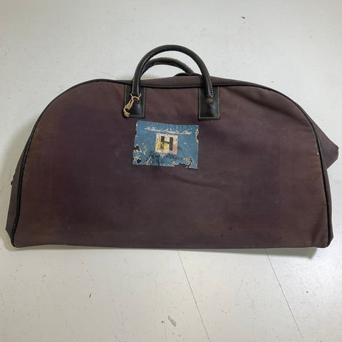 Vintage Holland-America Line Tourist Class Travel Bag Canvas Mid Century Luggage