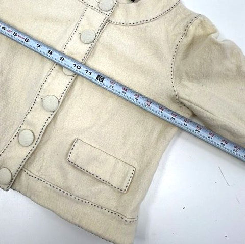 Vintage Pamela Dennis Private Client Women's Cream Wool Cropped Jacket Sz M