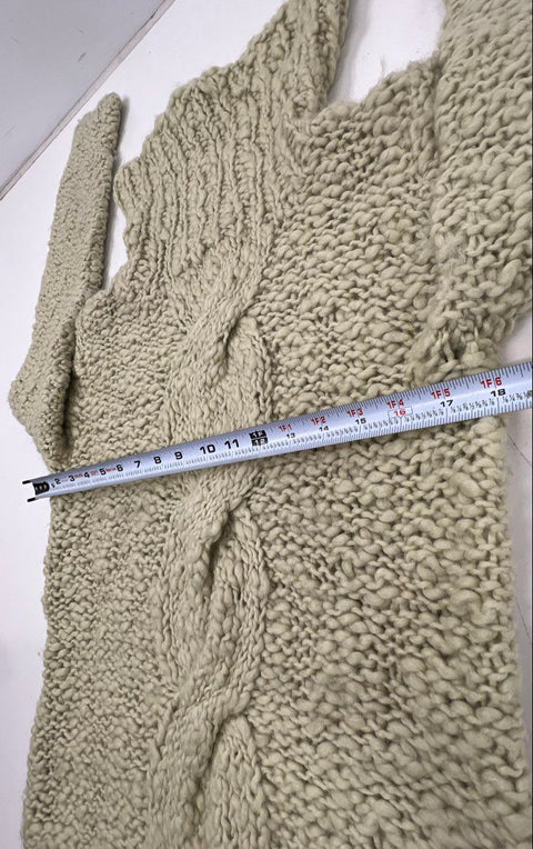 Theory Women's Ivory Chunky Hand Knit Wool Cable Turtleneck Sweater Sz S
