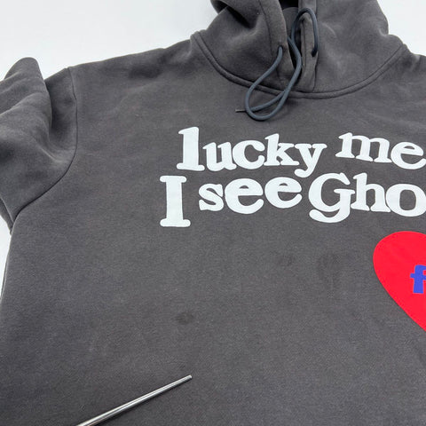 Kids See Ghosts Hoodie Dark Gray Camp Flog Gnaw Lucky Me Graphic XL