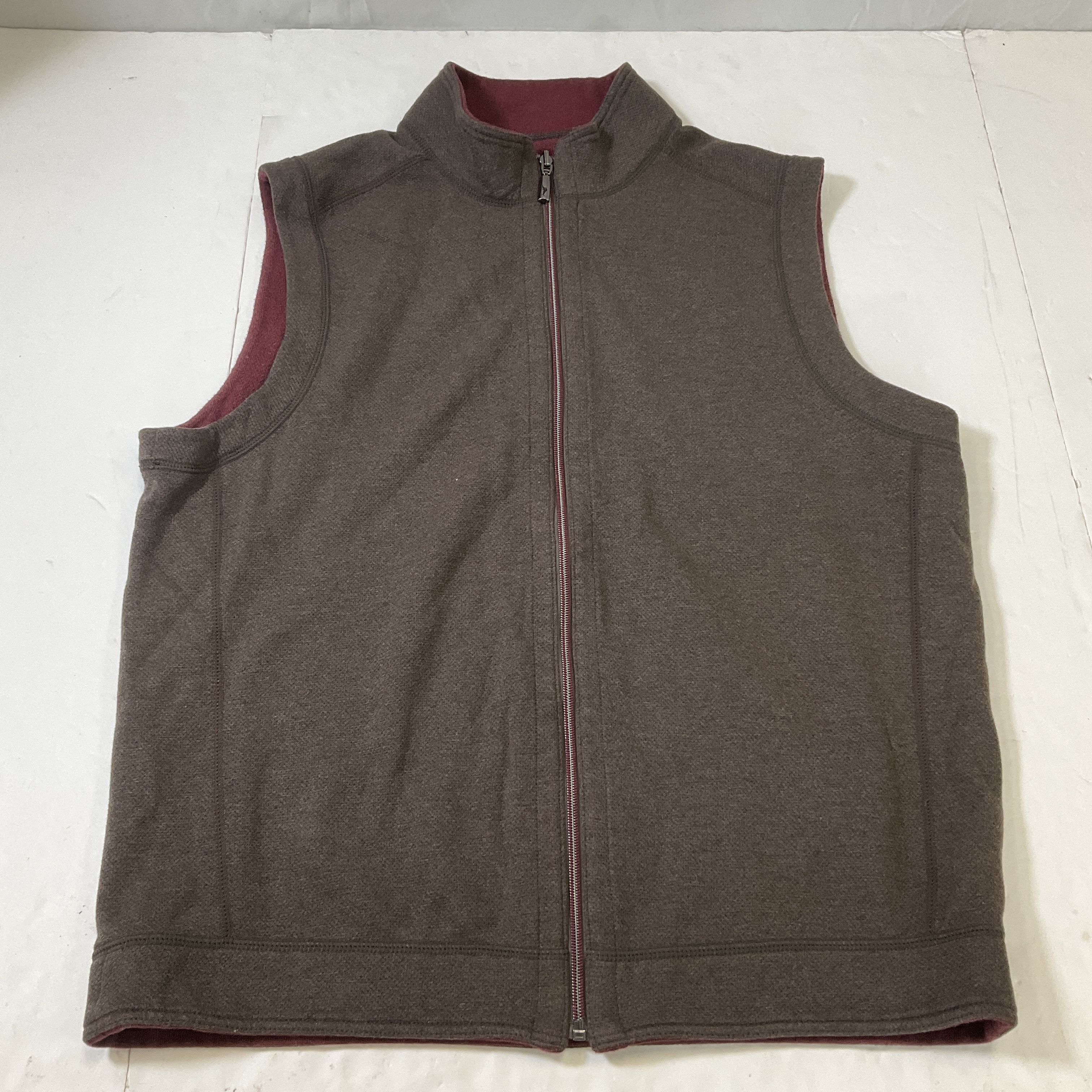 Tommy Bahama Brown Maroon Reversible Full Zip Sweater Vest Men's Size XL