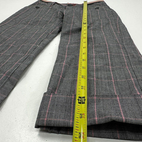 Vintage Y2K That's So Raven Girls Gray Pink Plaid Cuffed Glen Check Pants Sz 8