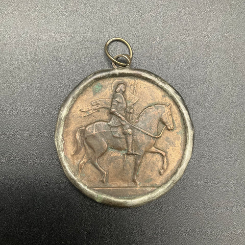 Vintage Joan of Arc Johanna Gallice Liberatrix 1429 Medallion Pendant 20.3g