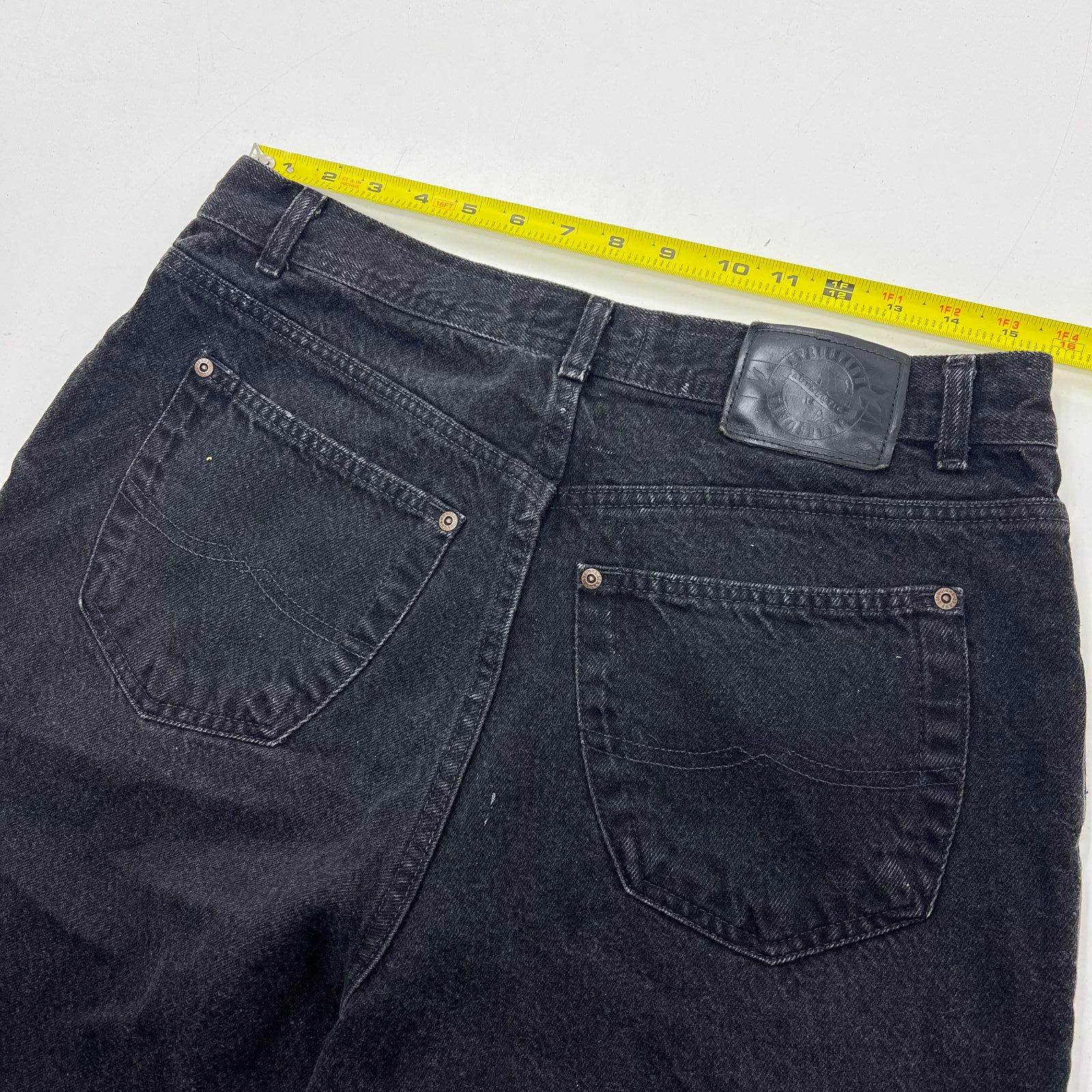 Vintage 90s Structure Faded Black Denim Jeans Mens 36x34 Made in USA Relaxed