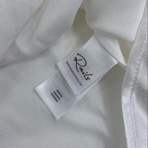 Rails Women's Ivory Andrea Satin Button Up Shirt Top Size M NWT
