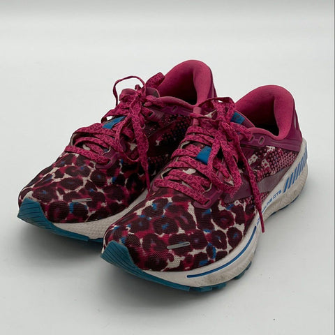 Brooks Adrenaline GTS 22 Pink Leopard Print Women's Running Shoes Size 8.5