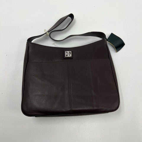 NWT Lauren Ralph Lauren Brown Leather Shoulder Bag Silver Hardware
