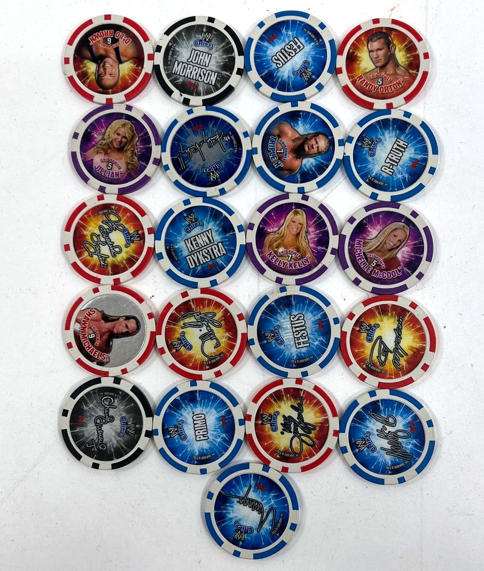 Collectible WWE Personalities Poker Chips Lot Triple H Festus Randy Orton Kelly