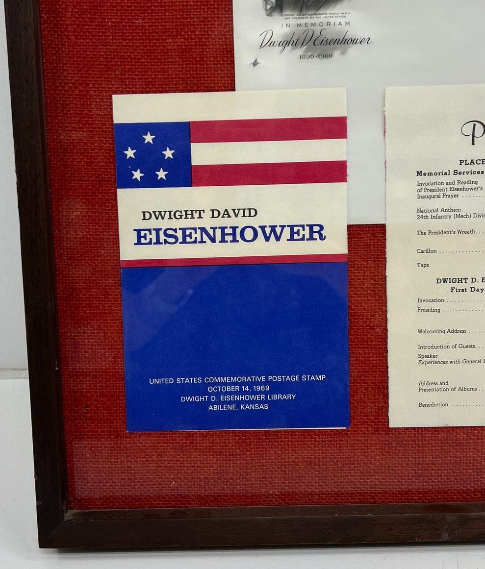 Dwight D Eisenhower Framed Stamp Collection 1969 First Day Cover FDC Ephemera