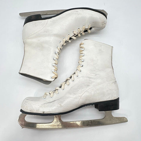 Vintage Pastime Women's White Leather Figure Ice Skates Canada Size 9