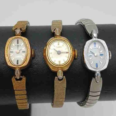 Vintage Timex Ladies Watch Lot of 5 Gold and Silver Tone Repair Parts As Is