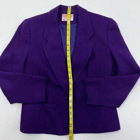 Vintage 90s Pendleton Purple 100% Virgin Wool Petite Blazer Jacket Sz 4