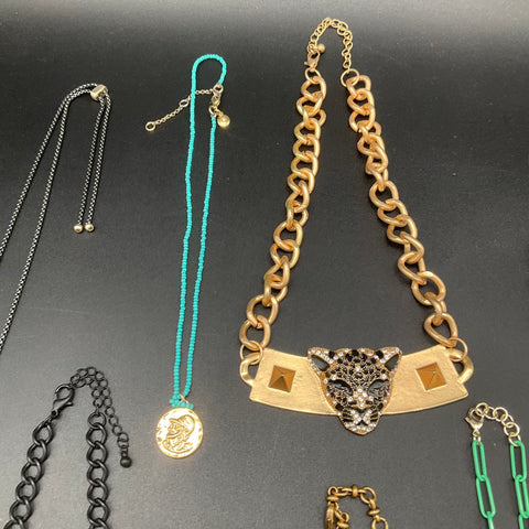 Dauplaise Statement Fashion Necklace Lot 9 Panther Tassel Floral Bib Clovers
