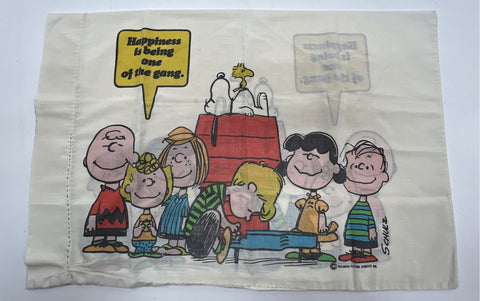 Vintage Peanuts Snoopy Linens Lot 3pc Pillowcases Curtains 1970s 1971 Schulz