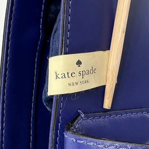 Kate Spade Royal Blue Leather Large Tote Bag Gold Hardware
