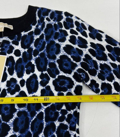 Michael Kors Blue Leopard Animal Print Sweater Dress NWT Sz S