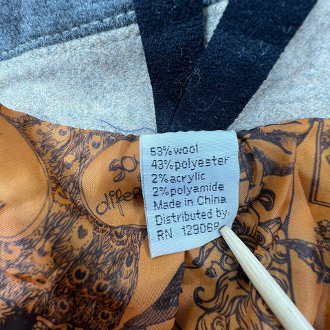 Desigual Women's Tan Gray Wool Blend Art to Wear Blazer Jacket Size 12