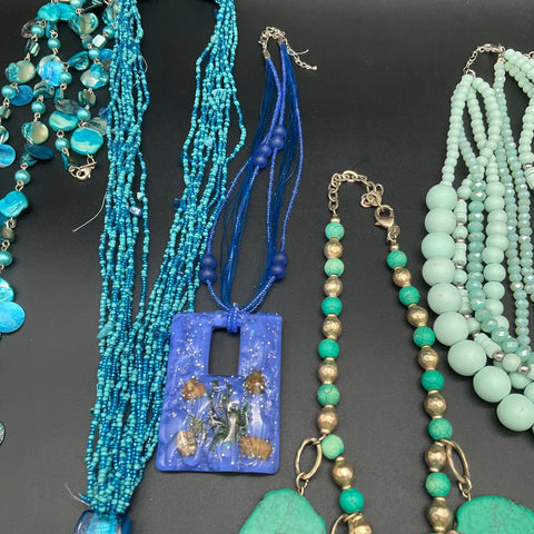 Fashion Jewelry Lot 9 Necklaces Boho Southwestern Faux Turquoise Shell Beaded