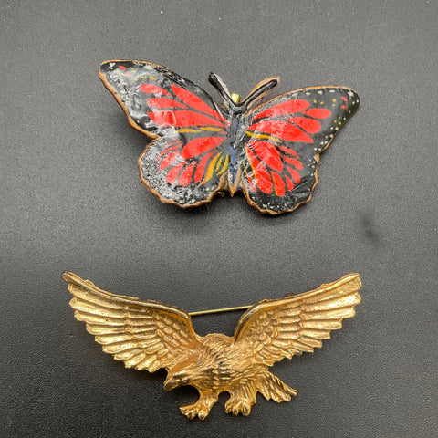 Animal Brooch Jewelry Lot of 9 Vintage and Modern T-Rex Eagle Leopard Elephant