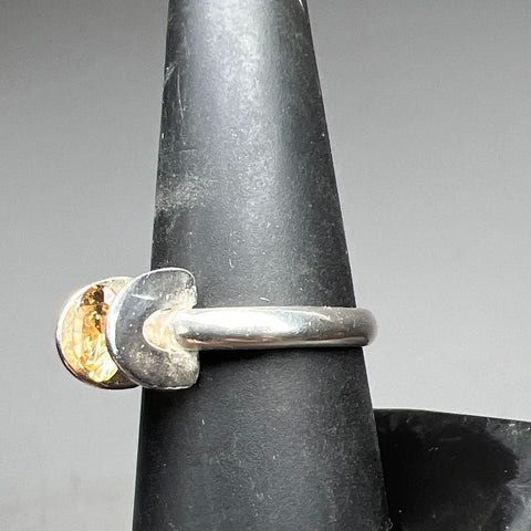 Sterling Silver Yellow Stone Ring Size 7.5 4.5g