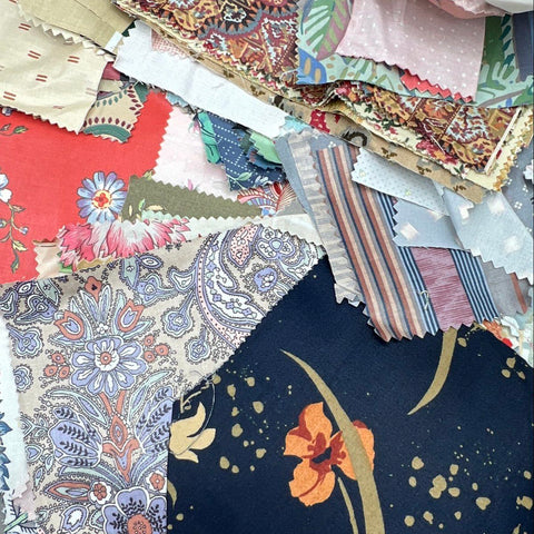 Vintage Fabric Quilt Squares Lot Mixed Cotton Patterns Floral Paisley 8 lbs