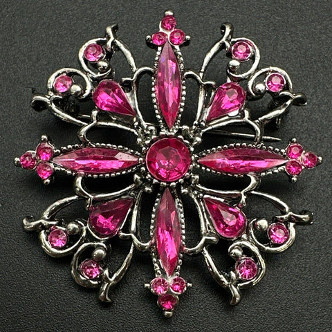 Vintage to Modern Costume Jewelry Lot 8 Rhinestone Brooches Gold Silver Tone
