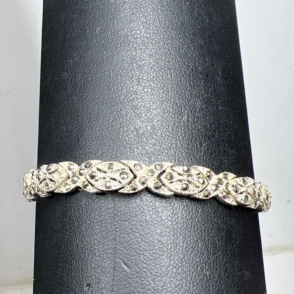 925 Sterling Silver Marcasite Tennis Bracelet 14.04g