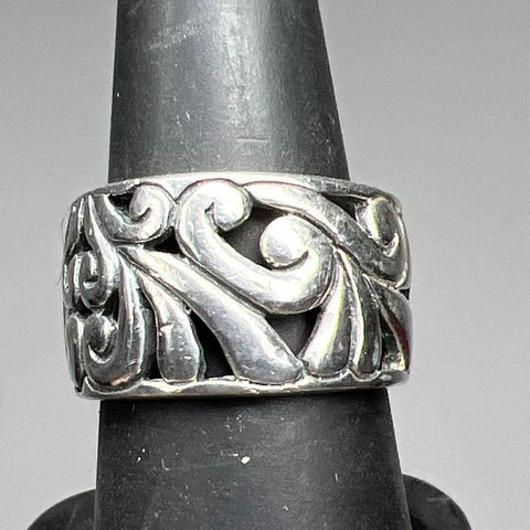 925 Sterling Silver Filigree Ring Size 7 7.9g